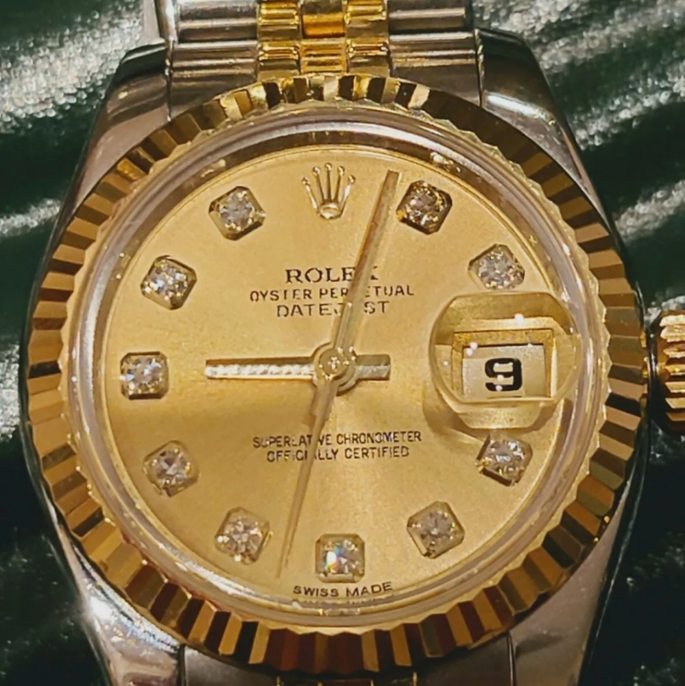 Rolex Datejust Champaign with Diamonds 18k Gold an